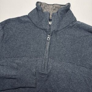The North Face Sweater Men M Blue Wool Knit 1/4 Zip Pullover Mt Tam Outdoors